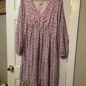 ARULA Pink Floral Long Sleeve Dress